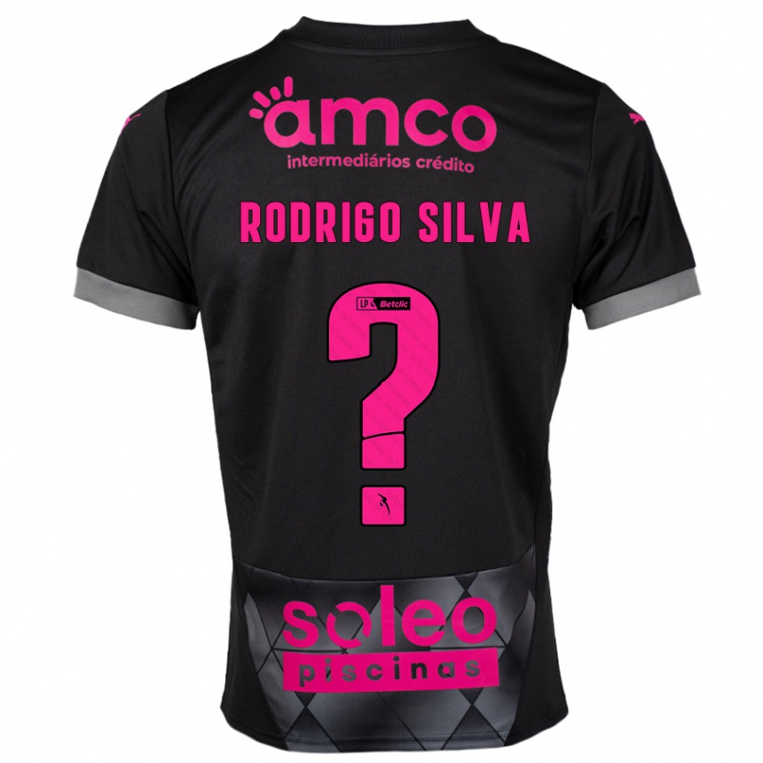 Kinder Fußball Rodrigo Silva #0 Schwarz Rosa Auswärtstrikot Trikot 2024/25 T-Shirt Luxemburg