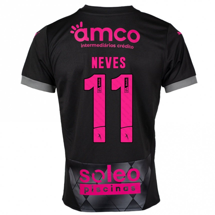 Kinder Fußball Bernardo Neves #11 Schwarz Rosa Auswärtstrikot Trikot 2024/25 T-Shirt Luxemburg