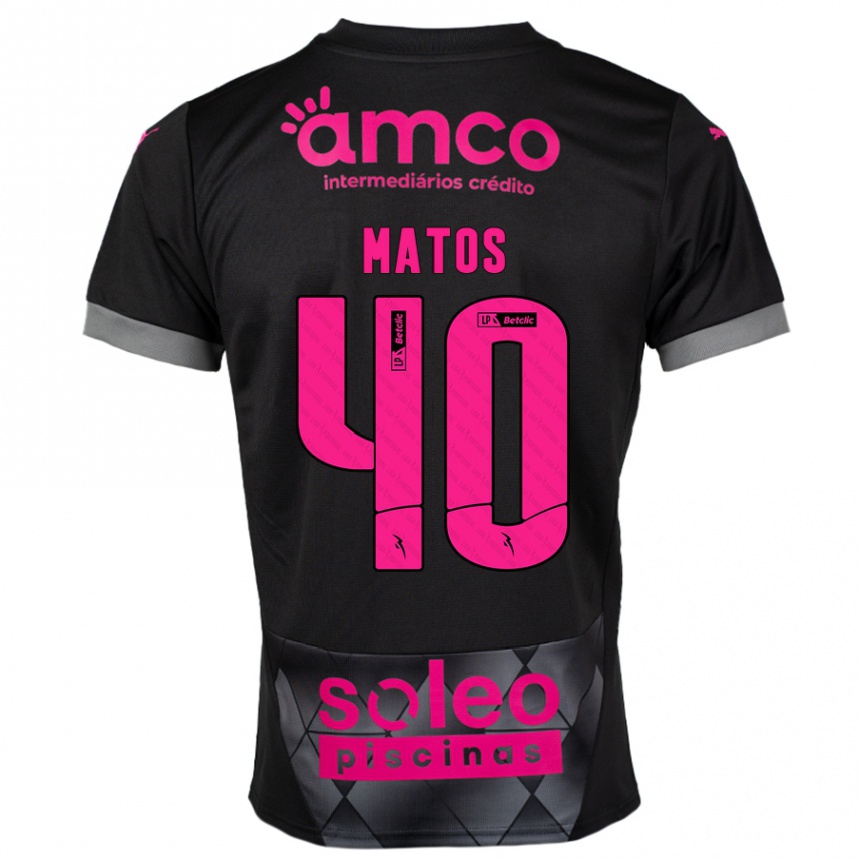 Kinder Fußball João Matos #40 Schwarz Rosa Auswärtstrikot Trikot 2024/25 T-Shirt Luxemburg