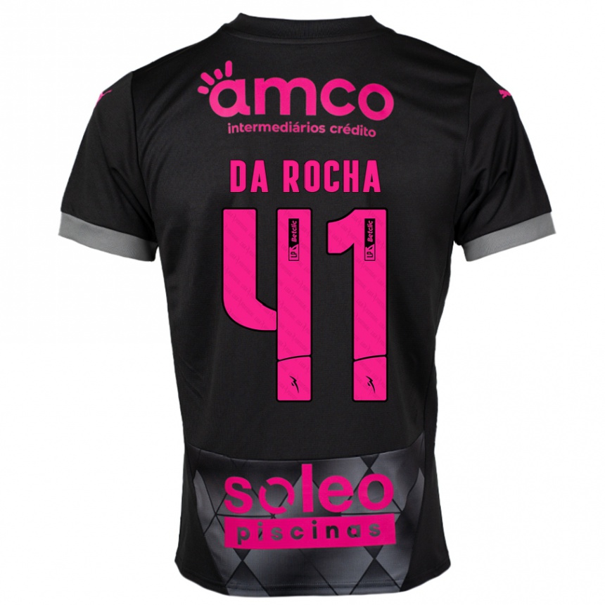 Kinder Fußball Yanis Da Rocha #41 Schwarz Rosa Auswärtstrikot Trikot 2024/25 T-Shirt Luxemburg