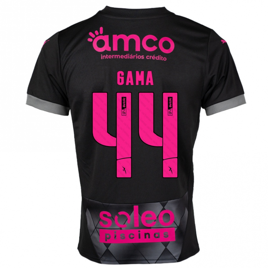 Kinder Fußball Dinis Gama #44 Schwarz Rosa Auswärtstrikot Trikot 2024/25 T-Shirt Luxemburg