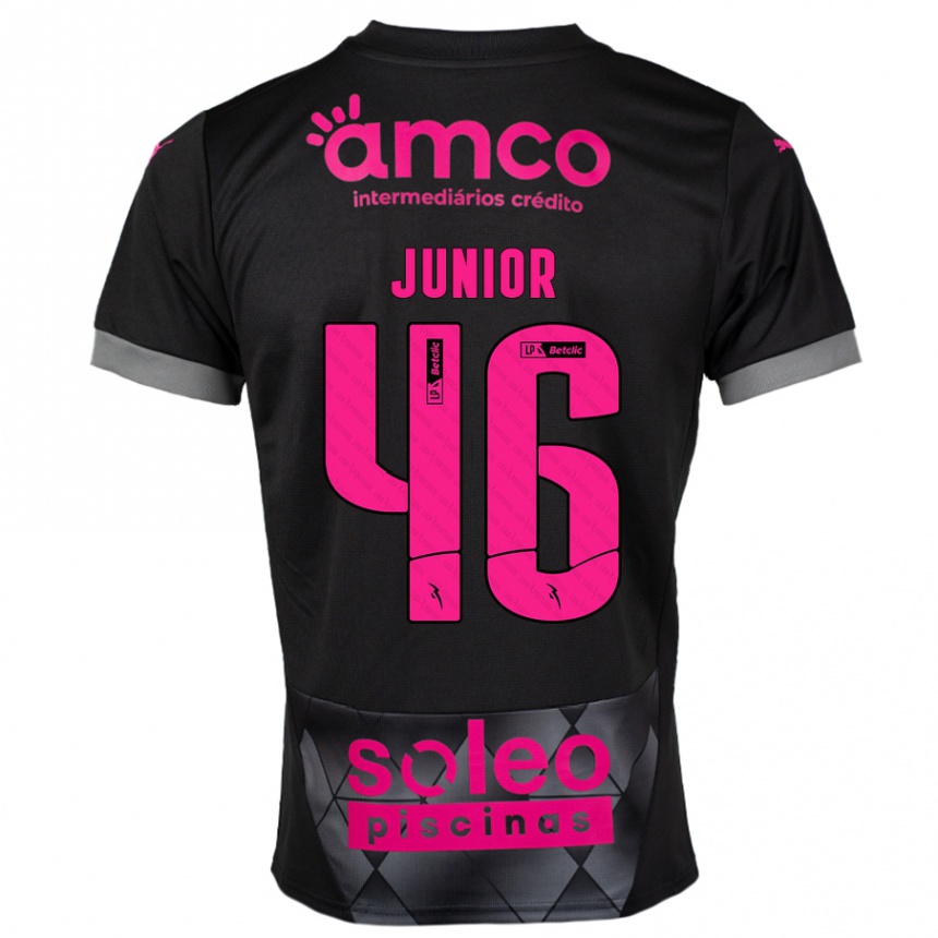 Kinder Fußball Mário Junior #46 Schwarz Rosa Auswärtstrikot Trikot 2024/25 T-Shirt Luxemburg