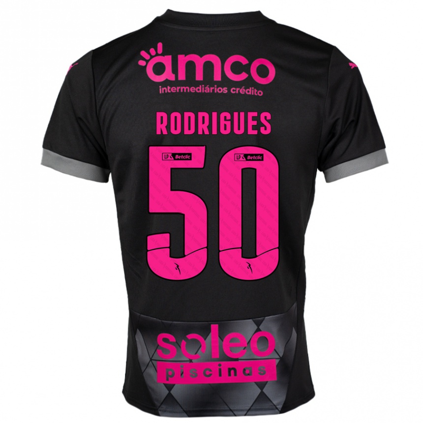 Kinder Fußball Diego Rodrigues #50 Schwarz Rosa Auswärtstrikot Trikot 2024/25 T-Shirt Luxemburg