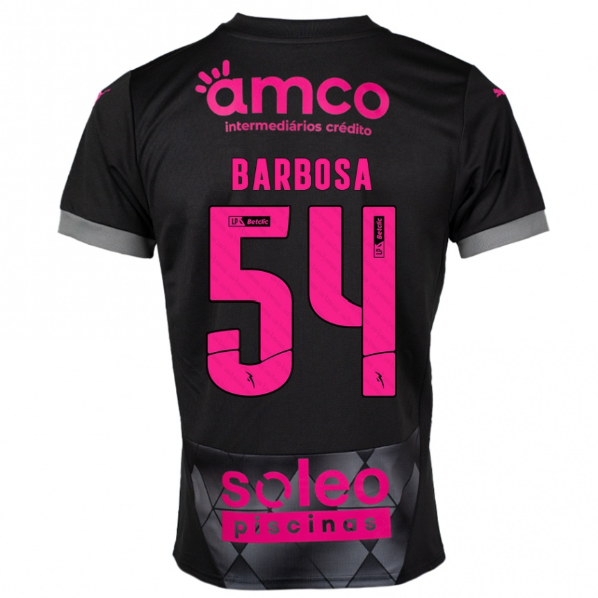 Kinder Fußball Guilherme Barbosa #54 Schwarz Rosa Auswärtstrikot Trikot 2024/25 T-Shirt Luxemburg