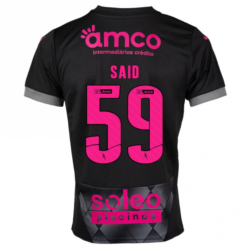 Kinder Fußball Yan Said #59 Schwarz Rosa Auswärtstrikot Trikot 2024/25 T-Shirt Luxemburg