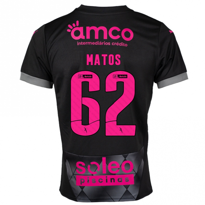 Kinder Fußball Nuno Matos #62 Schwarz Rosa Auswärtstrikot Trikot 2024/25 T-Shirt Luxemburg