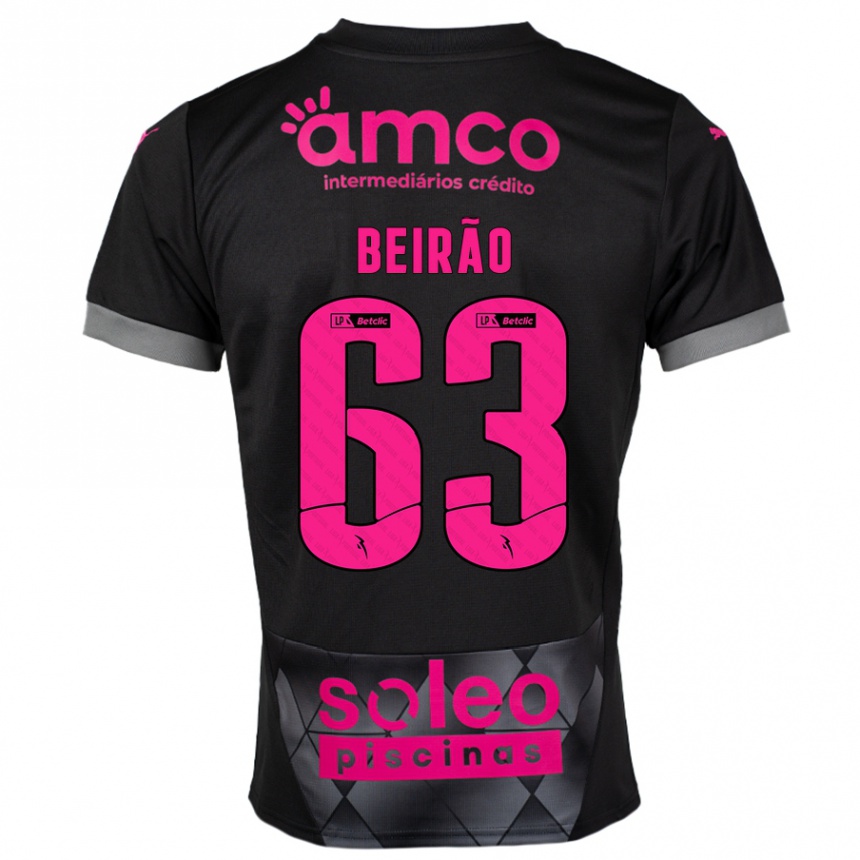 Kinder Fußball Rodrigo Beirão #63 Schwarz Rosa Auswärtstrikot Trikot 2024/25 T-Shirt Luxemburg