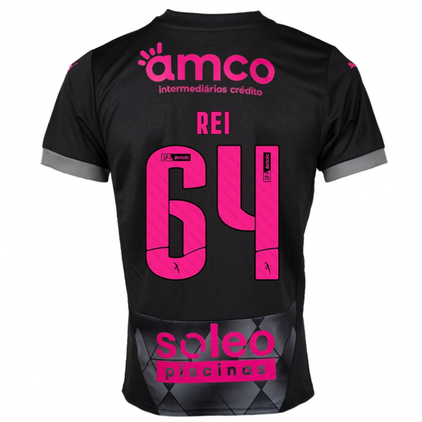 Kinder Fußball Ricardo Rei #64 Schwarz Rosa Auswärtstrikot Trikot 2024/25 T-Shirt Luxemburg