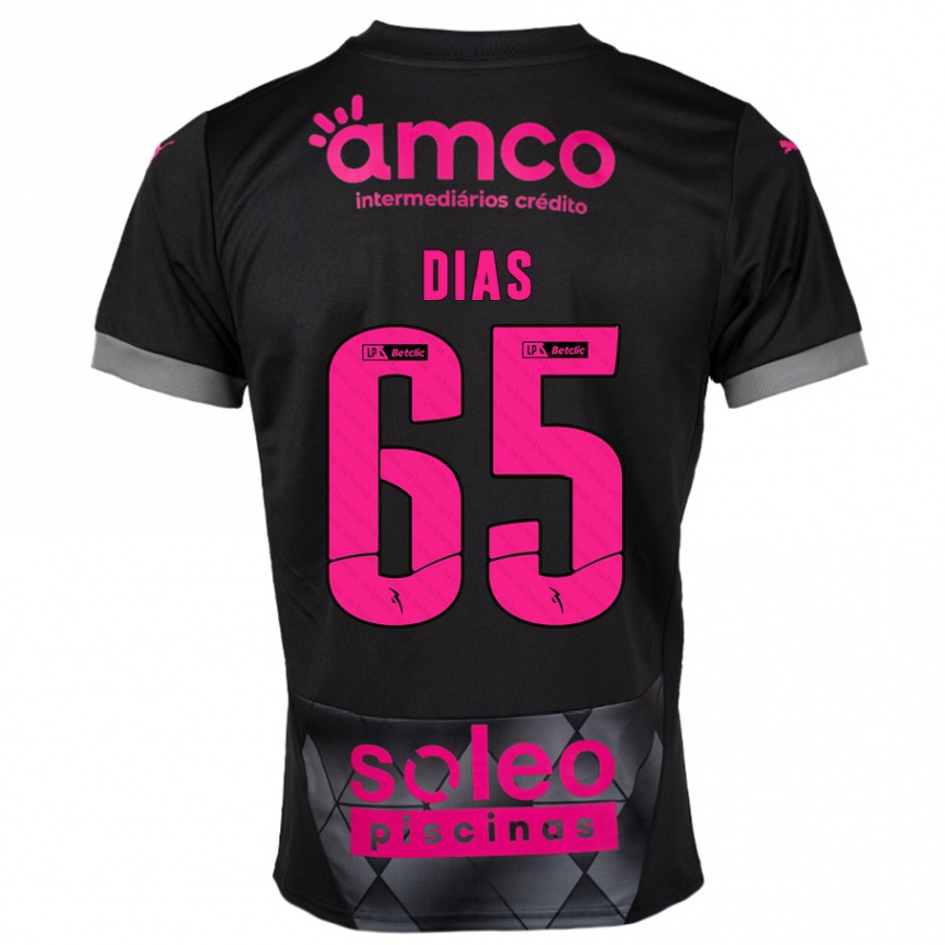 Kinder Fußball Leandro Dias #65 Schwarz Rosa Auswärtstrikot Trikot 2024/25 T-Shirt Luxemburg