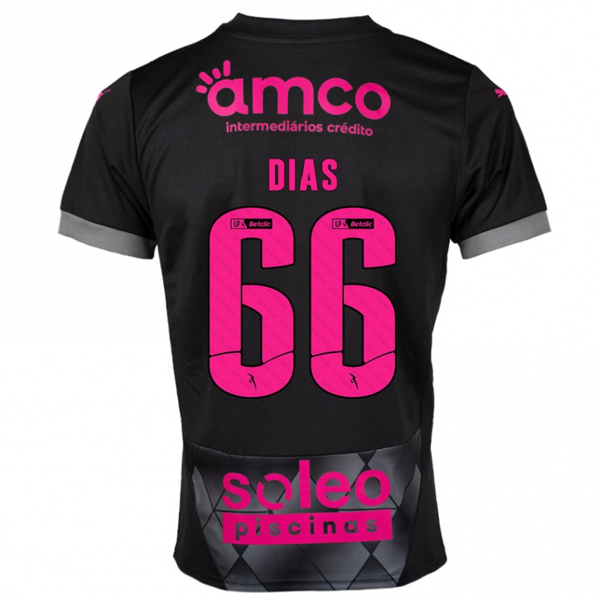 Kinder Fußball Gonçalo Dias #66 Schwarz Rosa Auswärtstrikot Trikot 2024/25 T-Shirt Luxemburg