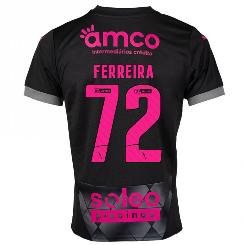 Kinder Fußball André Ferreira #72 Schwarz Rosa Auswärtstrikot Trikot 2024/25 T-Shirt Luxemburg