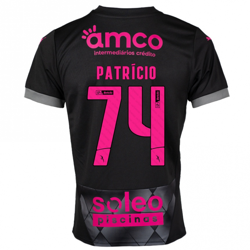 Kinder Fußball Nuno Patrício #74 Schwarz Rosa Auswärtstrikot Trikot 2024/25 T-Shirt Luxemburg