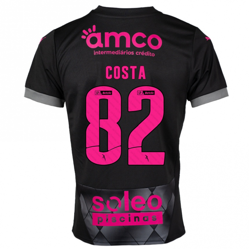 Kinder Fußball Gui Costa #82 Schwarz Rosa Auswärtstrikot Trikot 2024/25 T-Shirt Luxemburg