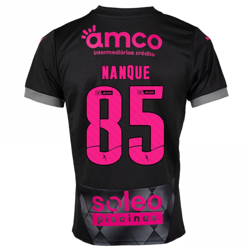 Kinder Fußball Edgar Nanque #85 Schwarz Rosa Auswärtstrikot Trikot 2024/25 T-Shirt Luxemburg