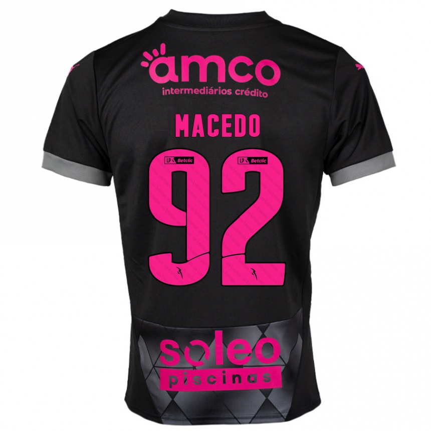 Kinder Fußball Rodrigo Macedo #92 Schwarz Rosa Auswärtstrikot Trikot 2024/25 T-Shirt Luxemburg