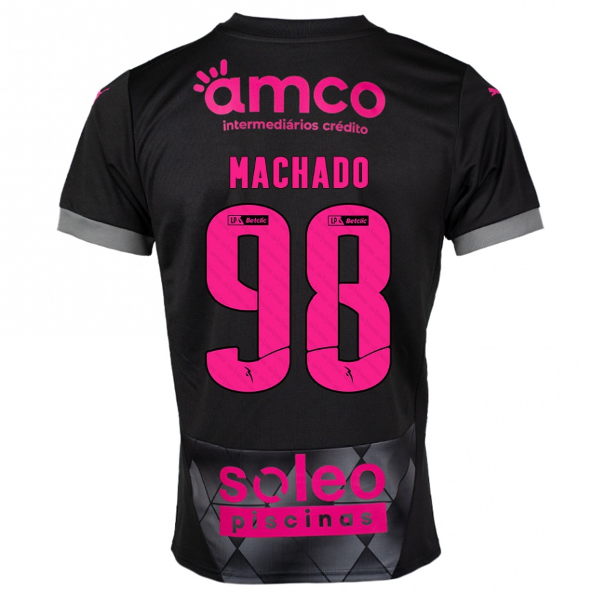 Kinder Fußball Gonçalo Machado #98 Schwarz Rosa Auswärtstrikot Trikot 2024/25 T-Shirt Luxemburg