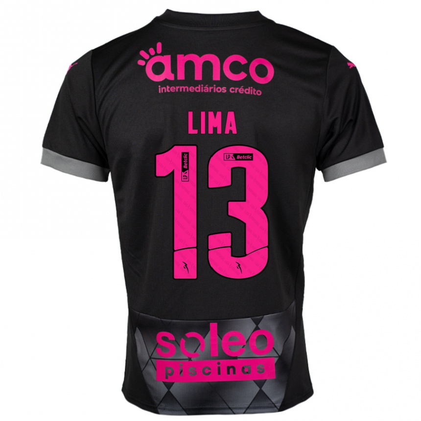 Kinder Fußball Aline Lima #13 Schwarz Rosa Auswärtstrikot Trikot 2024/25 T-Shirt Luxemburg