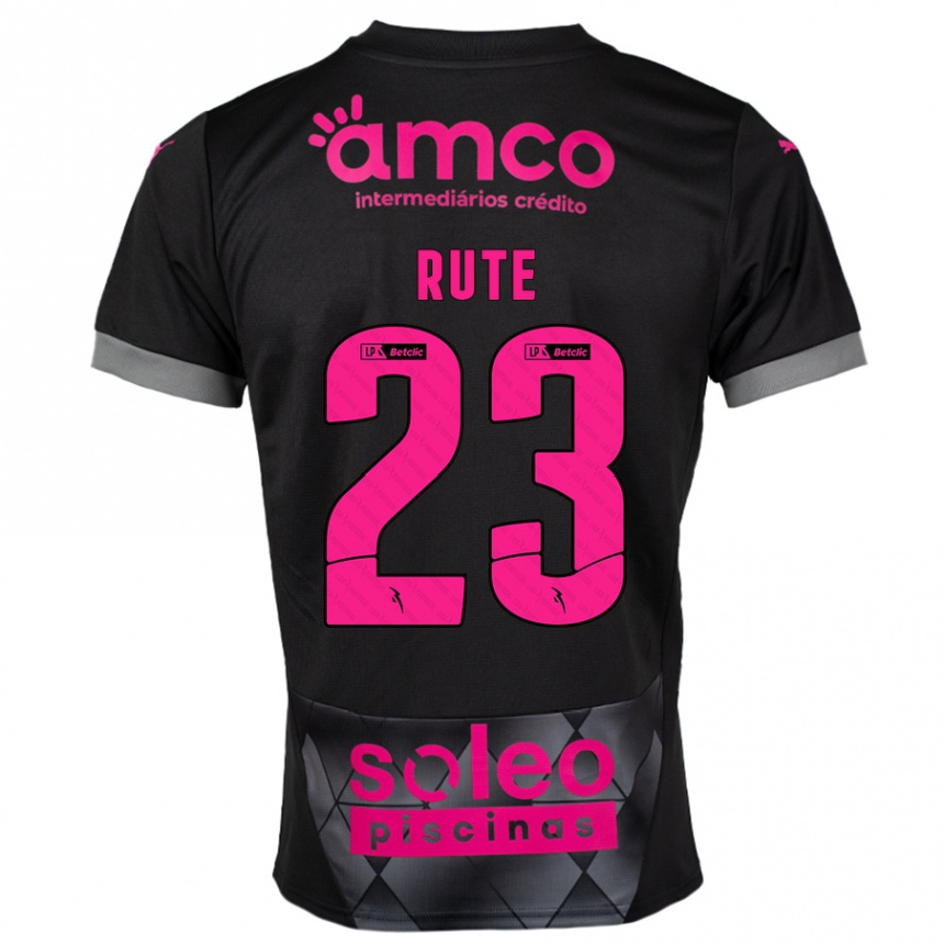 Kinder Fußball Ana Rute #23 Schwarz Rosa Auswärtstrikot Trikot 2024/25 T-Shirt Luxemburg