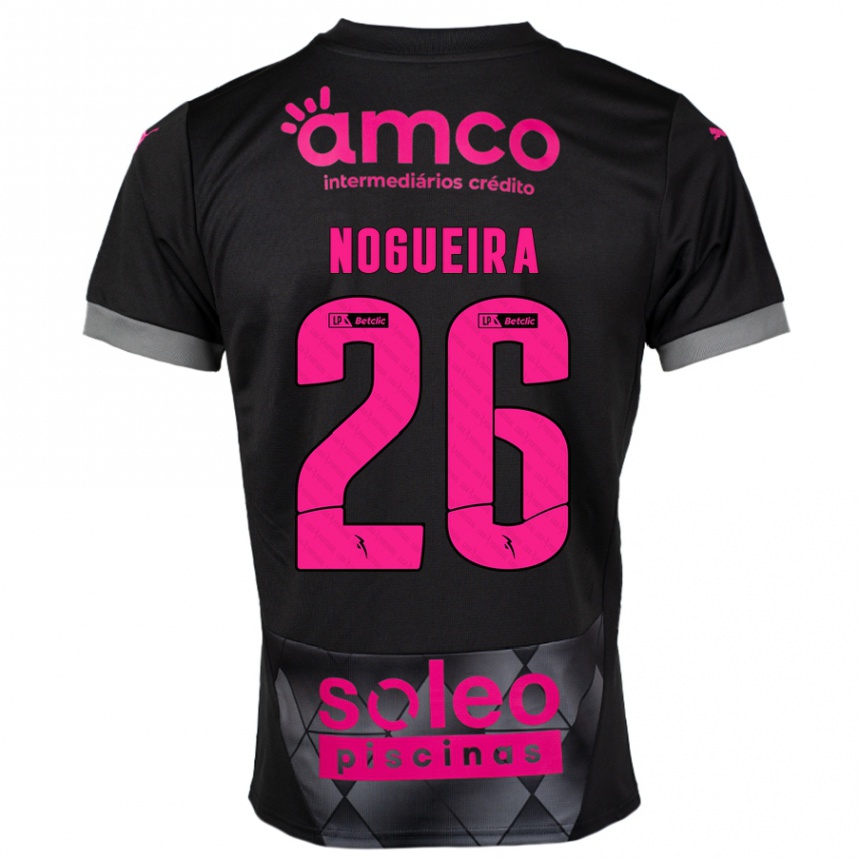 Kinder Fußball Ana Nogueira #26 Schwarz Rosa Auswärtstrikot Trikot 2024/25 T-Shirt Luxemburg