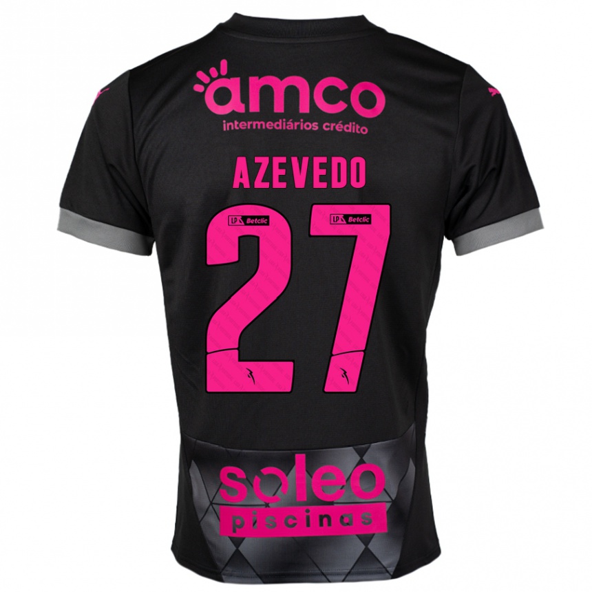 Kinder Fußball Mariana Azevedo #27 Schwarz Rosa Auswärtstrikot Trikot 2024/25 T-Shirt Luxemburg