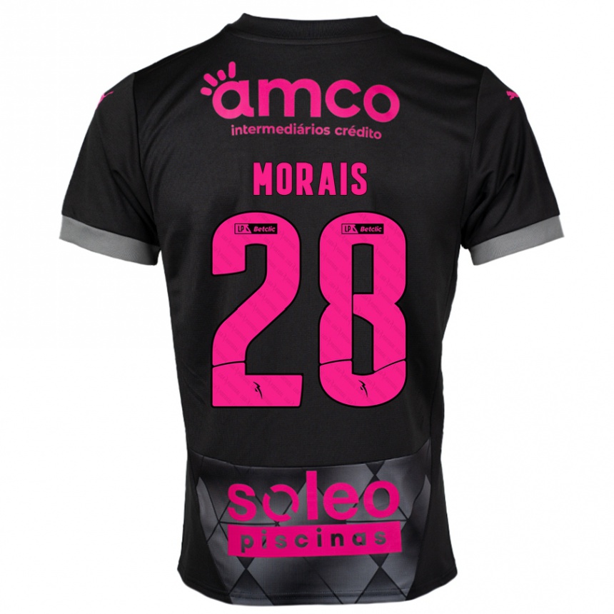 Kinder Fußball Patrícia Morais #28 Schwarz Rosa Auswärtstrikot Trikot 2024/25 T-Shirt Luxemburg