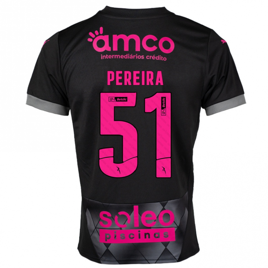 Kinder Fußball Evy Pereira #51 Schwarz Rosa Auswärtstrikot Trikot 2024/25 T-Shirt Luxemburg