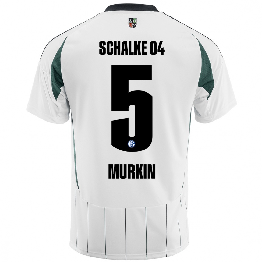 Kinder Fußball Derry Murkin #5 Weiß Grün Auswärtstrikot Trikot 2024/25 T-Shirt Luxemburg