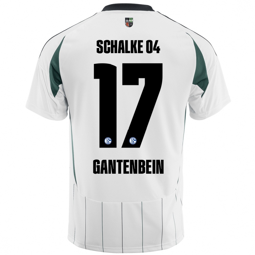 Kinder Fußball Adrian Gantenbein #17 Weiß Grün Auswärtstrikot Trikot 2024/25 T-Shirt Luxemburg