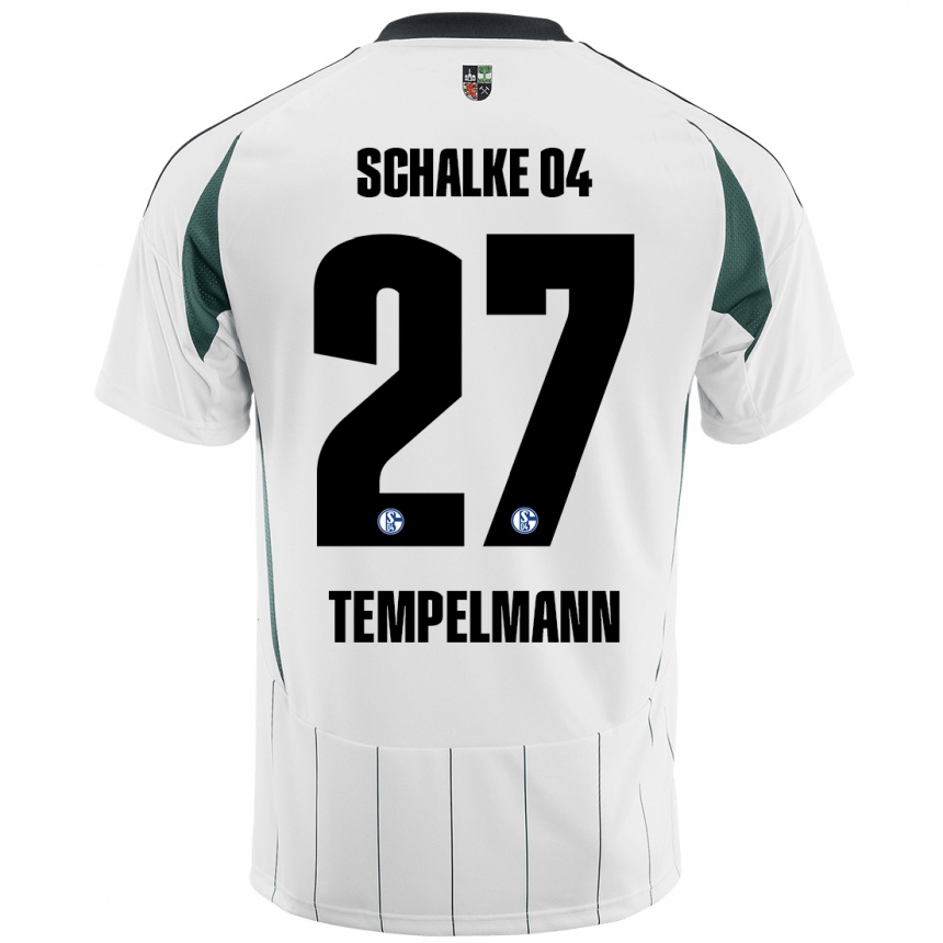 Kinder Fußball Lino Tempelmann #27 Weiß Grün Auswärtstrikot Trikot 2024/25 T-Shirt Luxemburg