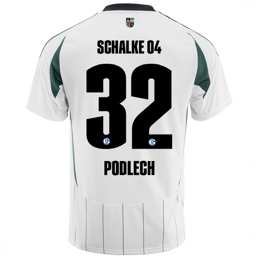 Kinder Fußball Luca Podlech #32 Weiß Grün Auswärtstrikot Trikot 2024/25 T-Shirt Luxemburg