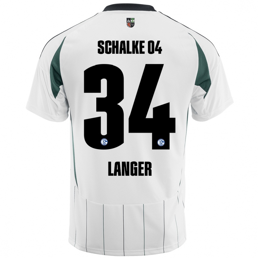 Kinder Fußball Michael Langer #34 Weiß Grün Auswärtstrikot Trikot 2024/25 T-Shirt Luxemburg