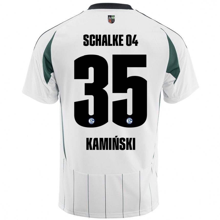 Kinder Fußball Marcin Kaminski #35 Weiß Grün Auswärtstrikot Trikot 2024/25 T-Shirt Luxemburg