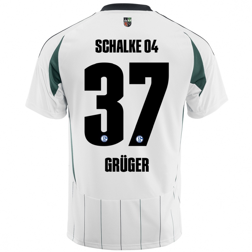 Kinder Fußball Max Grüger #37 Weiß Grün Auswärtstrikot Trikot 2024/25 T-Shirt Luxemburg