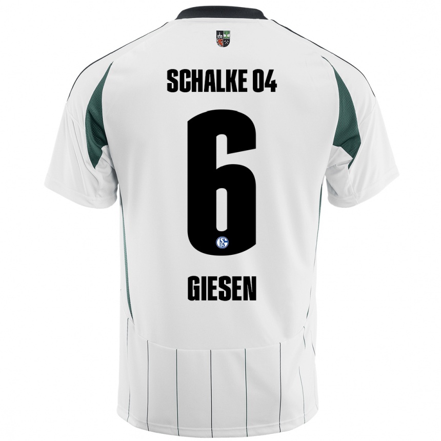 Kinder Fußball Tim Giesen #6 Weiß Grün Auswärtstrikot Trikot 2024/25 T-Shirt Luxemburg