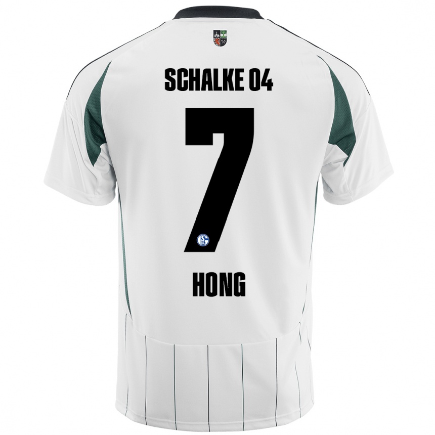 Kinder Fußball Seok-Ju Hong #7 Weiß Grün Auswärtstrikot Trikot 2024/25 T-Shirt Luxemburg