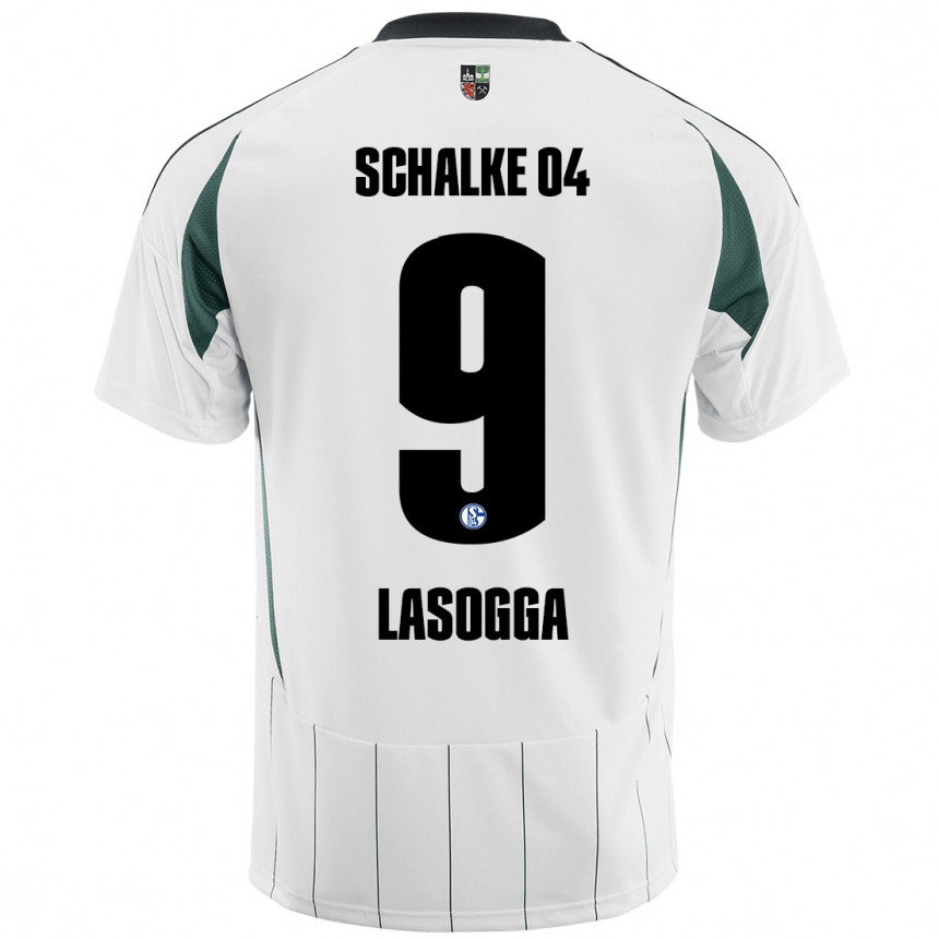 Kinder Fußball Pierre-Michel Lasogga #9 Weiß Grün Auswärtstrikot Trikot 2024/25 T-Shirt Luxemburg