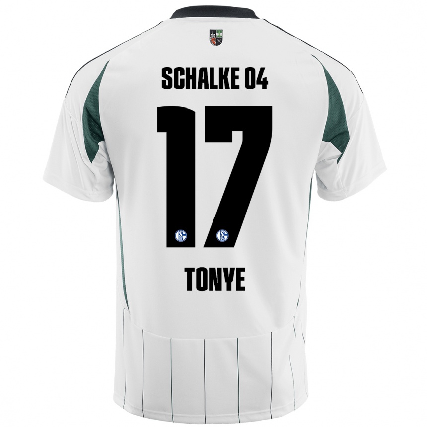 Kinder Fußball Yannick Tonye #17 Weiß Grün Auswärtstrikot Trikot 2024/25 T-Shirt Luxemburg