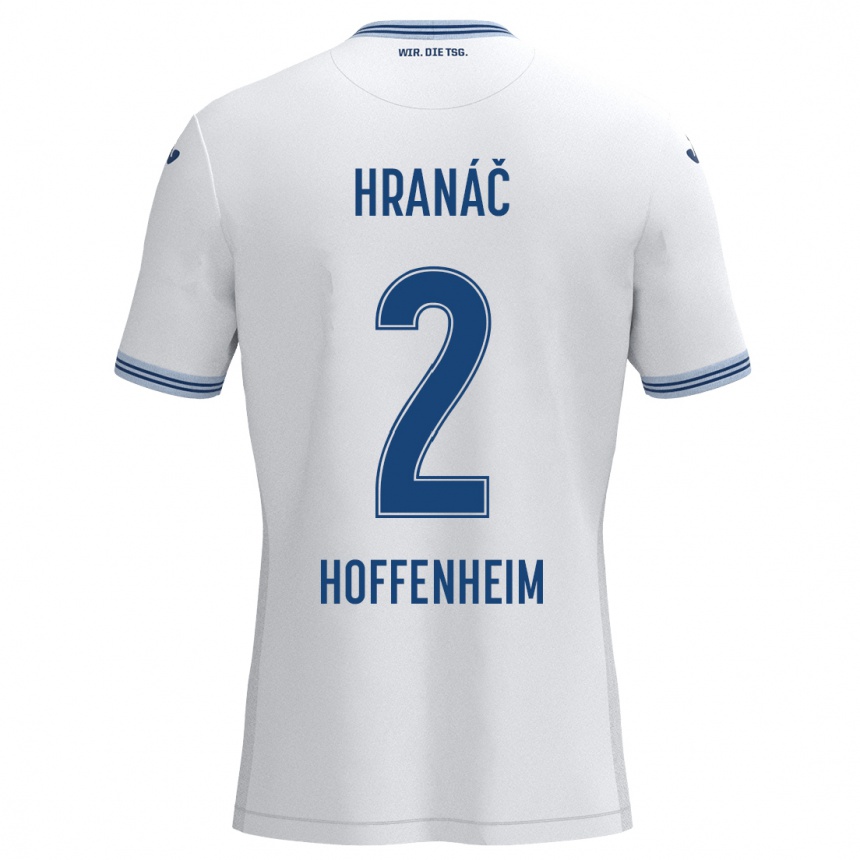 Kinder Fußball Robin Hranac #2 Weiß Blau Auswärtstrikot Trikot 2024/25 T-Shirt Luxemburg