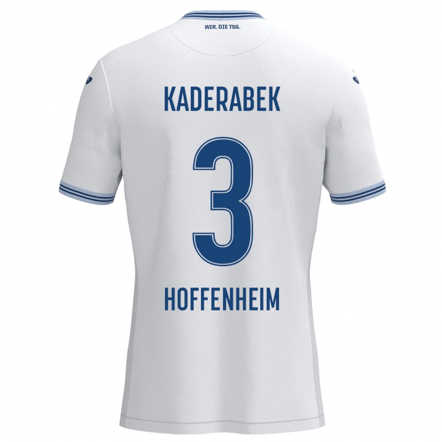 Kinder Fußball Pavel Kaderabek #3 Weiß Blau Auswärtstrikot Trikot 2024/25 T-Shirt Luxemburg