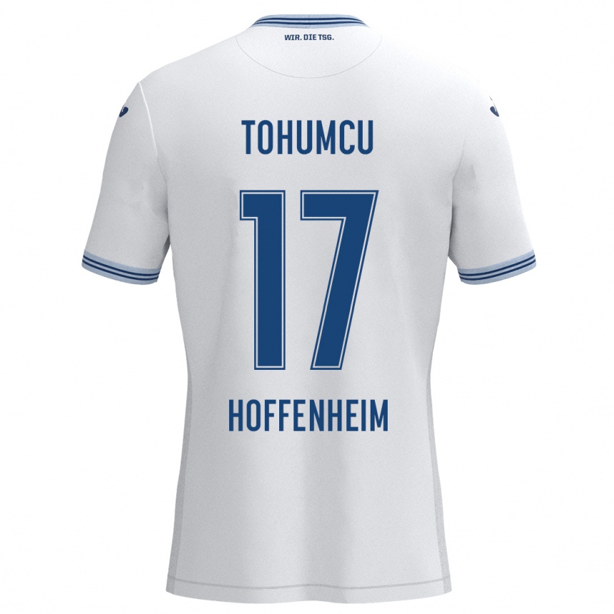 Kinder Fußball Umut Tohumcu #17 Weiß Blau Auswärtstrikot Trikot 2024/25 T-Shirt Luxemburg