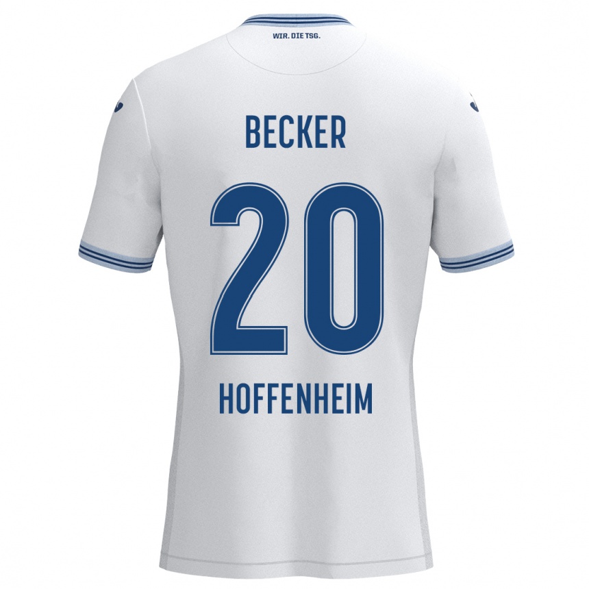 Kinder Fußball Finn Ole Becker #20 Weiß Blau Auswärtstrikot Trikot 2024/25 T-Shirt Luxemburg