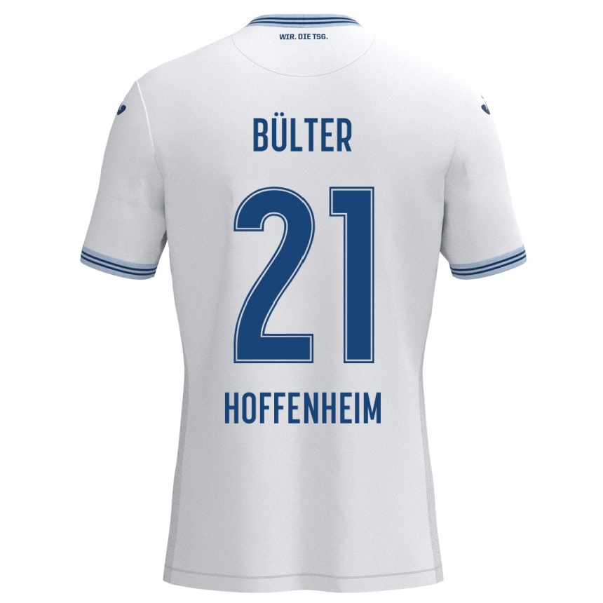 Kinder Fußball Marius Bülter #21 Weiß Blau Auswärtstrikot Trikot 2024/25 T-Shirt Luxemburg