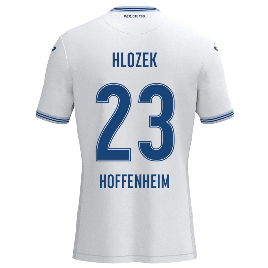 Kinder Fußball Adam Hlozek #23 Weiß Blau Auswärtstrikot Trikot 2024/25 T-Shirt Luxemburg