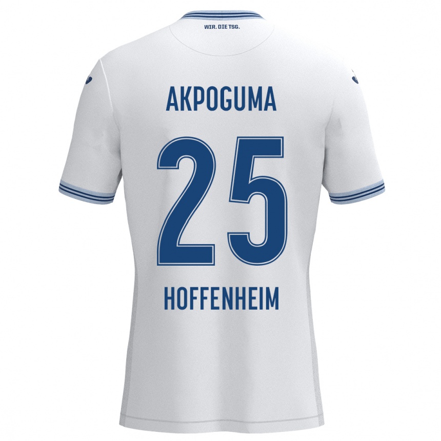 Kinder Fußball Kevin Akpoguma #25 Weiß Blau Auswärtstrikot Trikot 2024/25 T-Shirt Luxemburg