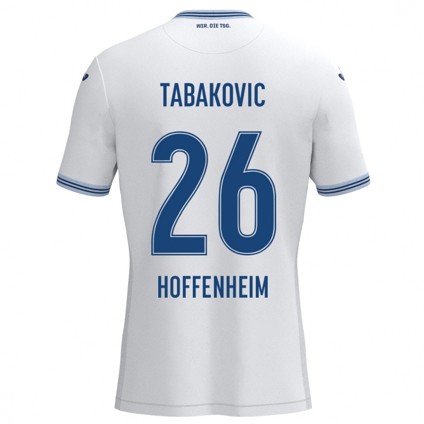 Kinder Fußball Haris Tabakovic #26 Weiß Blau Auswärtstrikot Trikot 2024/25 T-Shirt Luxemburg