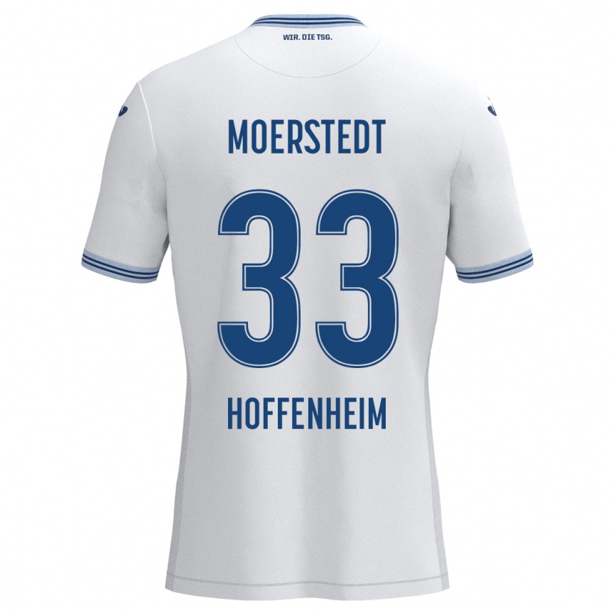 Kinder Fußball Max Moerstedt #33 Weiß Blau Auswärtstrikot Trikot 2024/25 T-Shirt Luxemburg