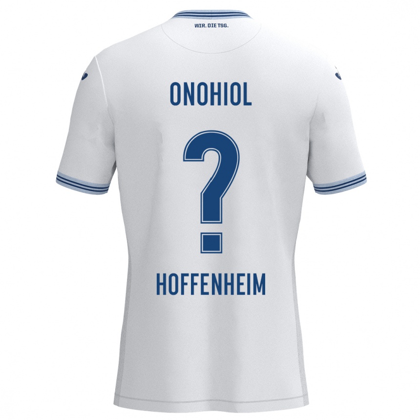 Kinder Fußball Yannick Onohiol #0 Weiß Blau Auswärtstrikot Trikot 2024/25 T-Shirt Luxemburg