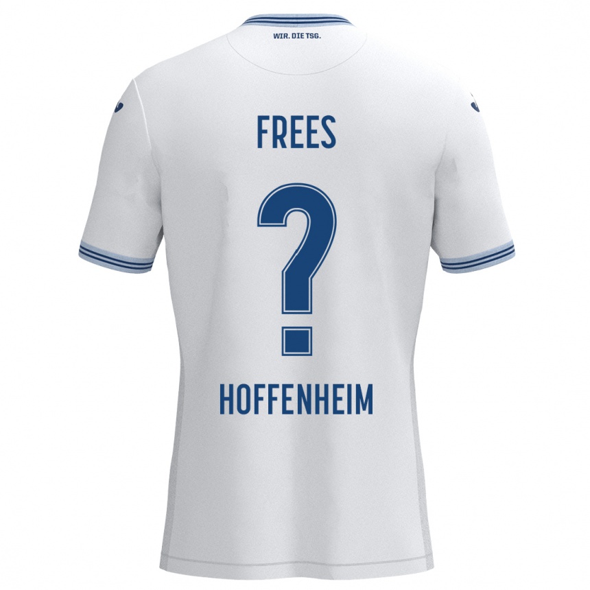 Kinder Fußball Kelven Frees #0 Weiß Blau Auswärtstrikot Trikot 2024/25 T-Shirt Luxemburg