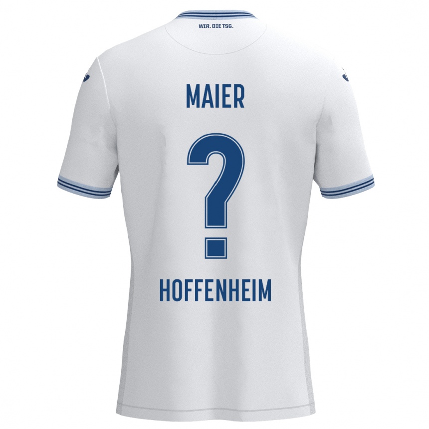 Kinder Fußball Marcello Maier #0 Weiß Blau Auswärtstrikot Trikot 2024/25 T-Shirt Luxemburg