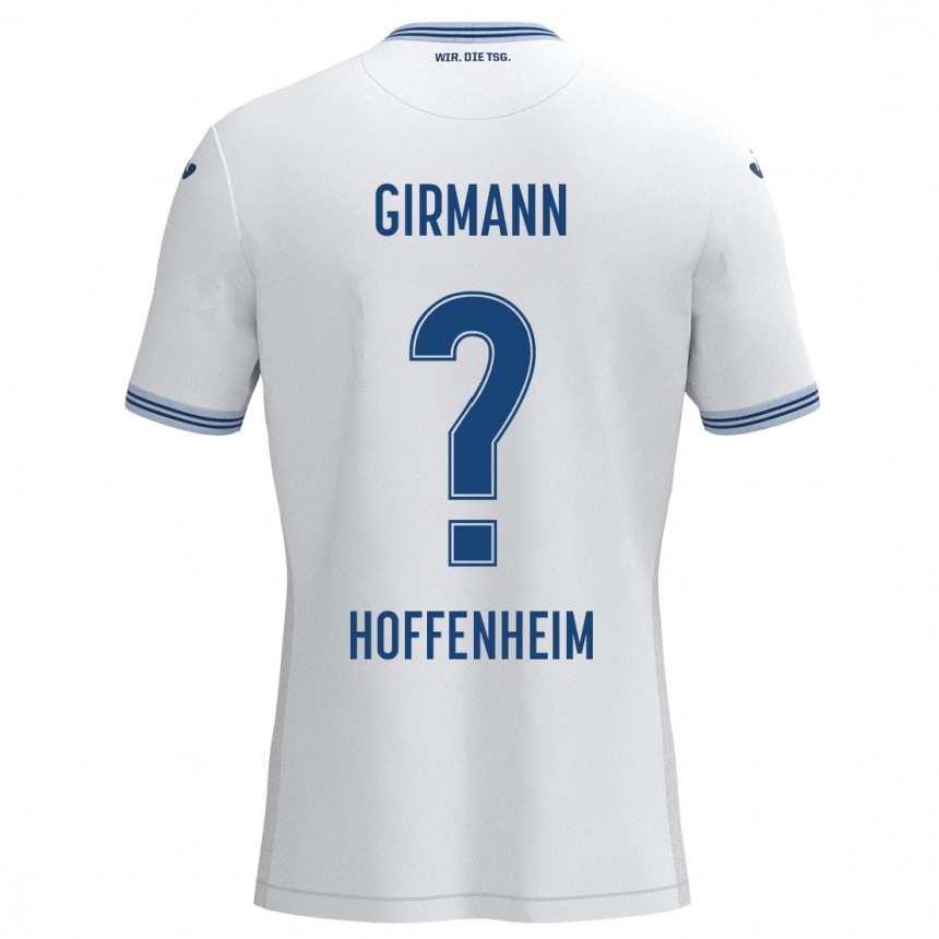 Kinder Fußball David Girmann #0 Weiß Blau Auswärtstrikot Trikot 2024/25 T-Shirt Luxemburg